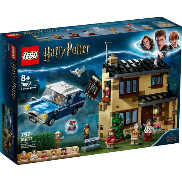 Harry Potter 4 Privet Drive 75968 House and Ford Anglia Flying Toy, Wizarding World Gifts Kids, Girls & with Harry Potter, Ron Weasley, Dursley Family, and Dobby Minifigures -