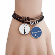 chinese character compnt yan friendship bracelet leather wristband couple set