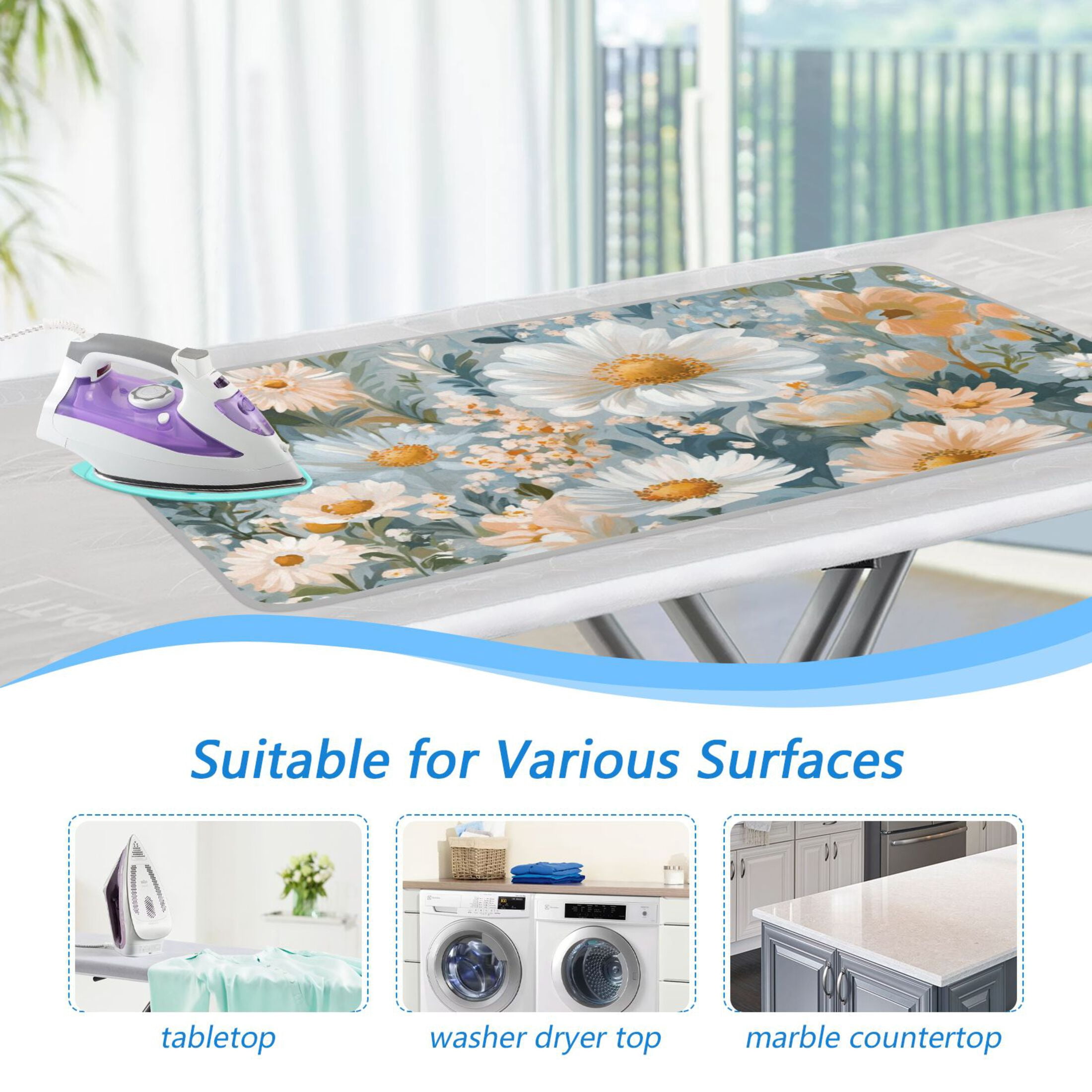 Lush Flowers Oil Painting Ironing Mat Blanket Portable Travel Ironing Pad Heat Resistant Pad 47.2" x 27.6”