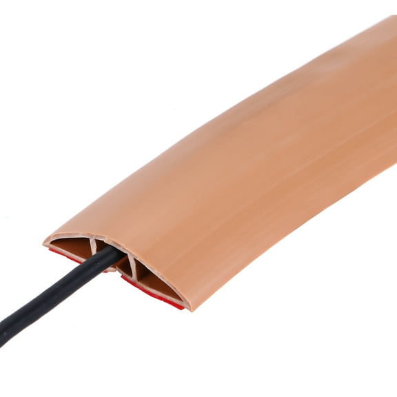 Floor Cord Cover 8ft, Extension Cord Hider for Floor Cable Management 0.47" W x 0.24" H, Brown