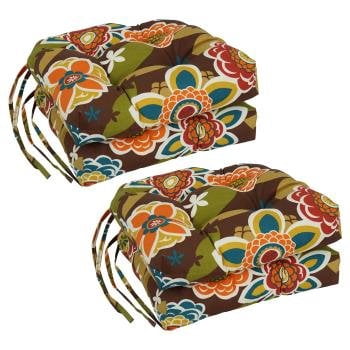 Blazing Needles 16-inch Polyester Patterned Outdoor U-shaped Chair Cushions (Set of 4)