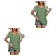 thumbnail image 4 of sweethay Camiseta de algodón de manga corta para mujer Blusa de encaje de color sólido Beach Vacation Club Top Ropa de verano Verde claro M Verde claro METRO 2Conjunto, 4 of 6