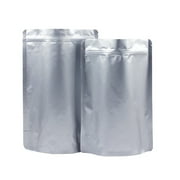 50 Pcs Muka Heat Sealable Silver Foil Stand Up Pouch Bags, Mylar Zip Pouch Bags w/ Notch-5.5 x 7.5 x 3 inch/4 oz