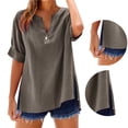thumbnail image 5 of WCJM Black T Shirt Womens Shirts Loose Shirt Tops Stand Solid Color Sleeve Collar Casual Women's Shirt, 5 of 7