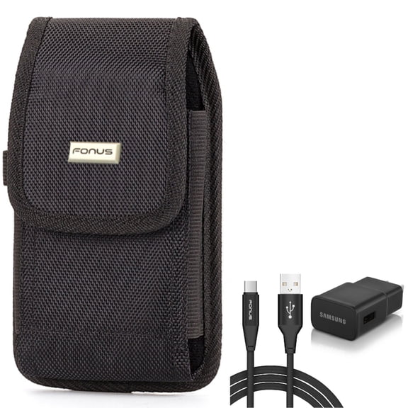 Fast Home Charger w Case Belt Clip for Samsung Galaxy S22 Ultra,S21,S21 Ultra,S21 S20 Ultra,S20 Plus,Ultra Fan Edition,Fan FE 5G - Type-C 6ft USB-C Cable , Rugged Holster Canvas