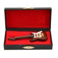 thumbnail image 2 of Guitarra eléctrica en miniatura Color rojo blanco elegante 3,9 pulgadas de longitud exquisito modelo de miniguitarra con caja para mesa marrón, 2 of 10