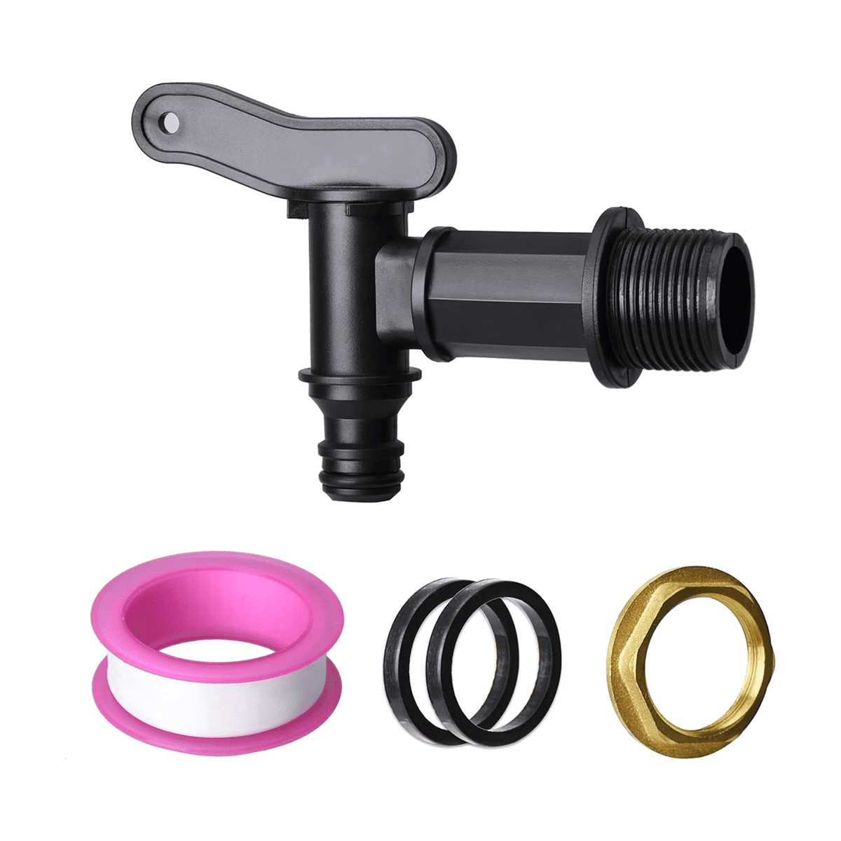 3/4in Water Butt Tap Plastic Snap-Fit Hosepipe Rain Barrel Water Butts BSP Thread Replacement Water Tap with Brass Nut