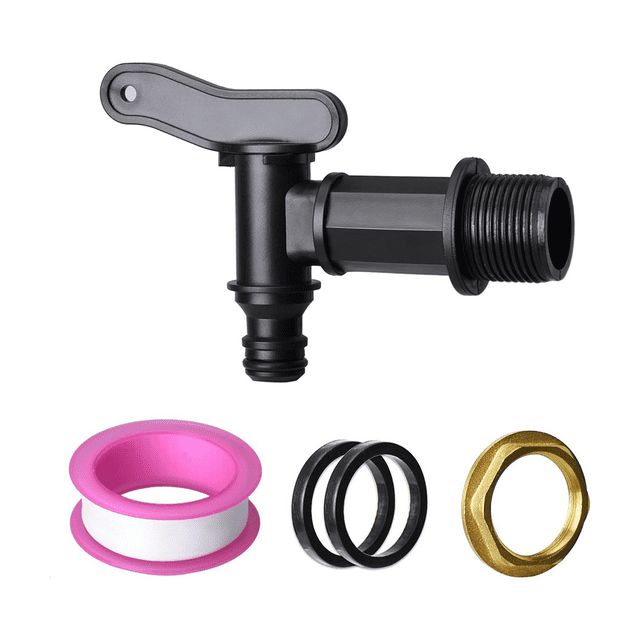 3/4in Water Butt Tap Plastic Snap-Fit Hosepipe Rain Barrel Water Butts BSP Thread Replacement Water Tap with Brass Nut
