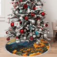 thumbnail image 5 of Rocae Elegant Sunset Sunflower for Christmas Tree Skirt with Pom Pom Trim for Holiday Party for Holiday Home Decor Indoor Outdoor-36", 5 of 7