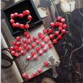 thumbnail image 4 of Catholic Rosary Necklace Cross Pendant Bracelet Christian Red Acrylic Beads Long Chain for Women Girl Jewelry Religious, 4 of 4