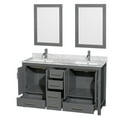thumbnail image 2 of Wyndham Collection Sheffield 60" Mirror Wood Double Bathroom Vanity in Dark Gray, 2 of 3
