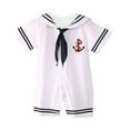 thumbnail image 2 of BemeyourBBs Baby Boy Girl Sailor Outfit Short Sleeve Striped Marine Navy Romper Bodysuit Jumpsuit Summer Party Casual Clothes, 2 of 7