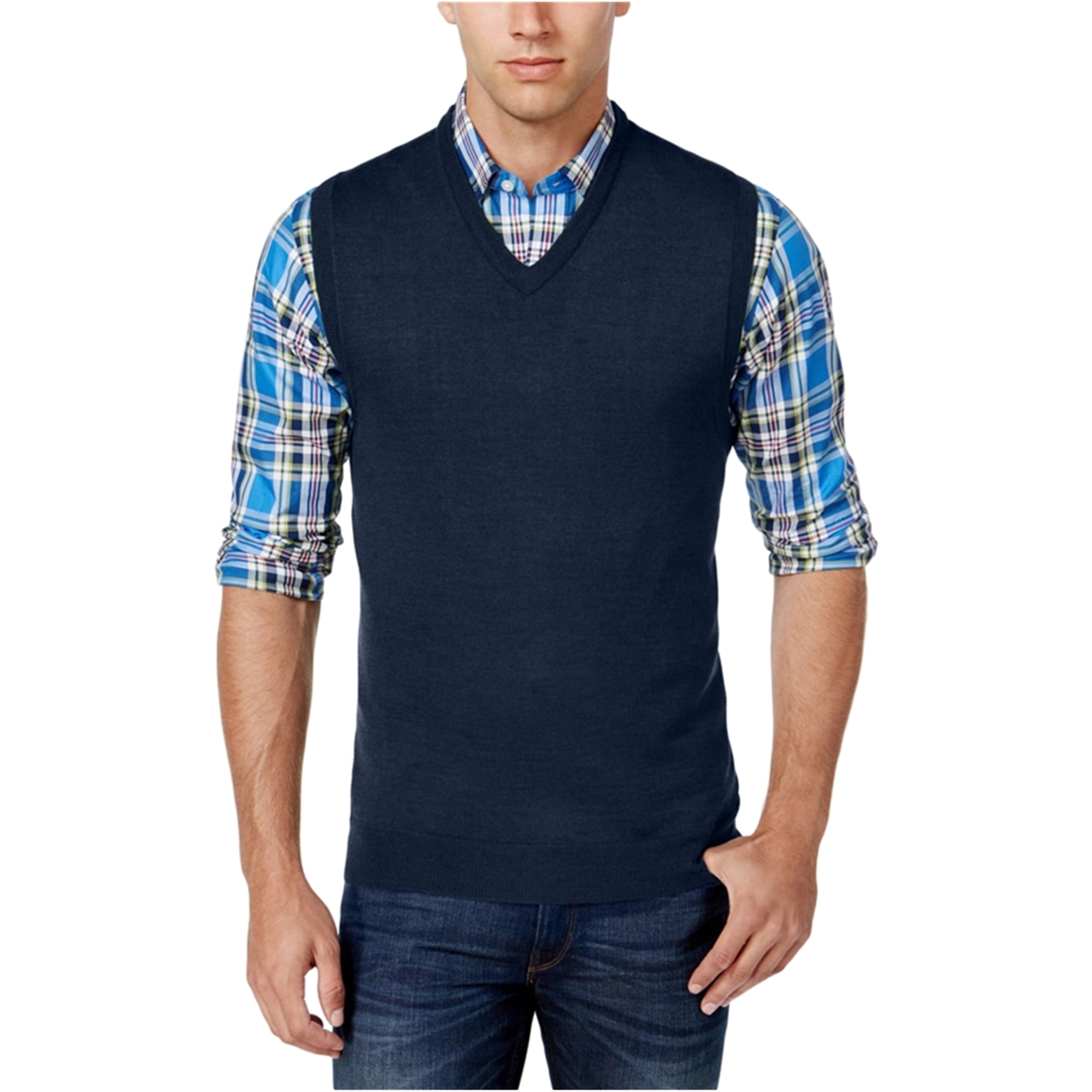 Club Room Mens Knit V Neck Sweater Vest 