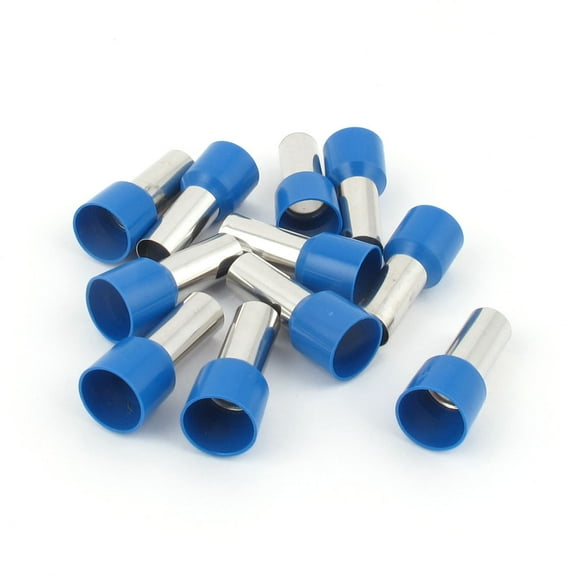 Unique Bargains 10Pcs Wire Copper Crimp Connector Terminal Insulated Ferrule Blue E25-16 4AWG