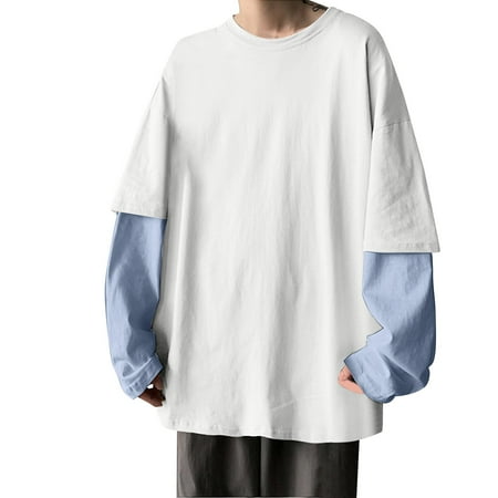 

ASEIDFNSA Camisas Para Hombres Under Scrub Men Long Sleeve Shirts Mens Fashion Casual Simple Two Piece Pullover Round Neck T Shirt Top Bottoming Shirt
