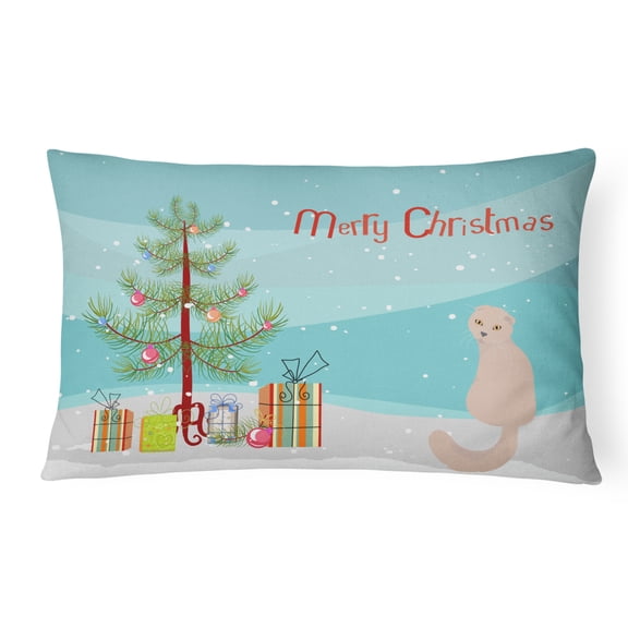 Carolines Treasures CK4789PW1216 Scottish Fold Cat Merry Christmas Canvas Fabric Decorative Pillow, 12H x16W, multicolor
