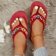 thumbnail image 4 of Domuza Flower Rhinestone Wedge Flip flops For Womens Trendy Summer Boho High Heel Platform Non slip Beach Thong Sandals Crystal Jeweled Sandal Shoes Hot Pink 8（EU-40）, 4 of 6