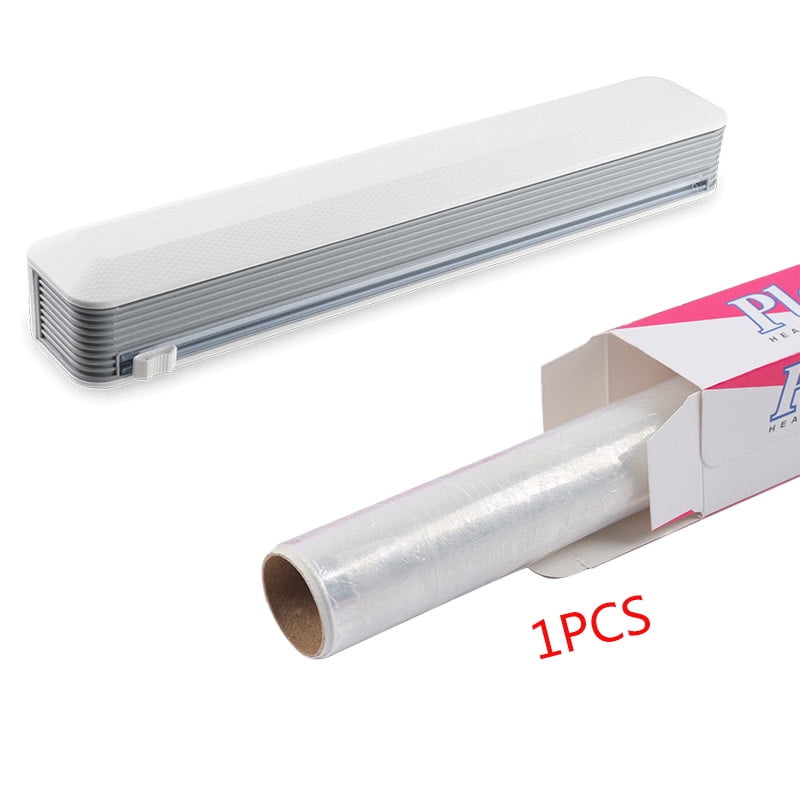 SUTENG High temperature food grade PE/PVC cling film Plastic Wrap Dispenser with Cutter, Tin Foil and Plastic Cling Wrap Organizer, Aluminum Foil Organization and Storage,Magnetic Bottom