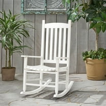 XF XINFENG Rocking Chair Outdoor, 243 lbs Capacity Stable Durable Wooden Patio  Chairs with High Back and Handrail  for Front Porch  Garden and Terrace, White