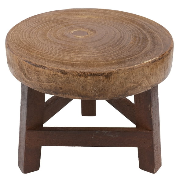 Zerodeko Mini Wooden Stool Plant Display Stand, Small Decorative Holder for Indoor Outdoor Flowers and Plants