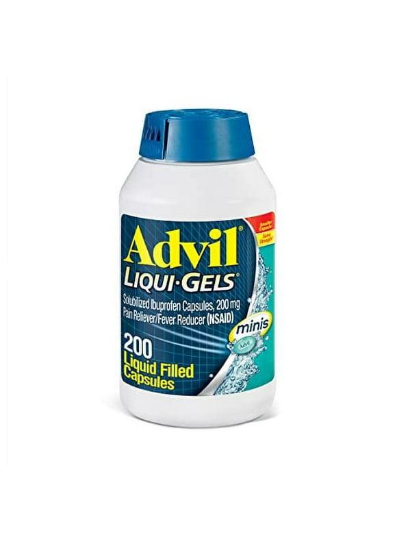 Advil Liqui-Gels minis Pain Reliever and Fever Reducer, Pain Medicine for Adults with Ibuprofen 200mg for Pain Relief - 200 Liquid Filled Capsules