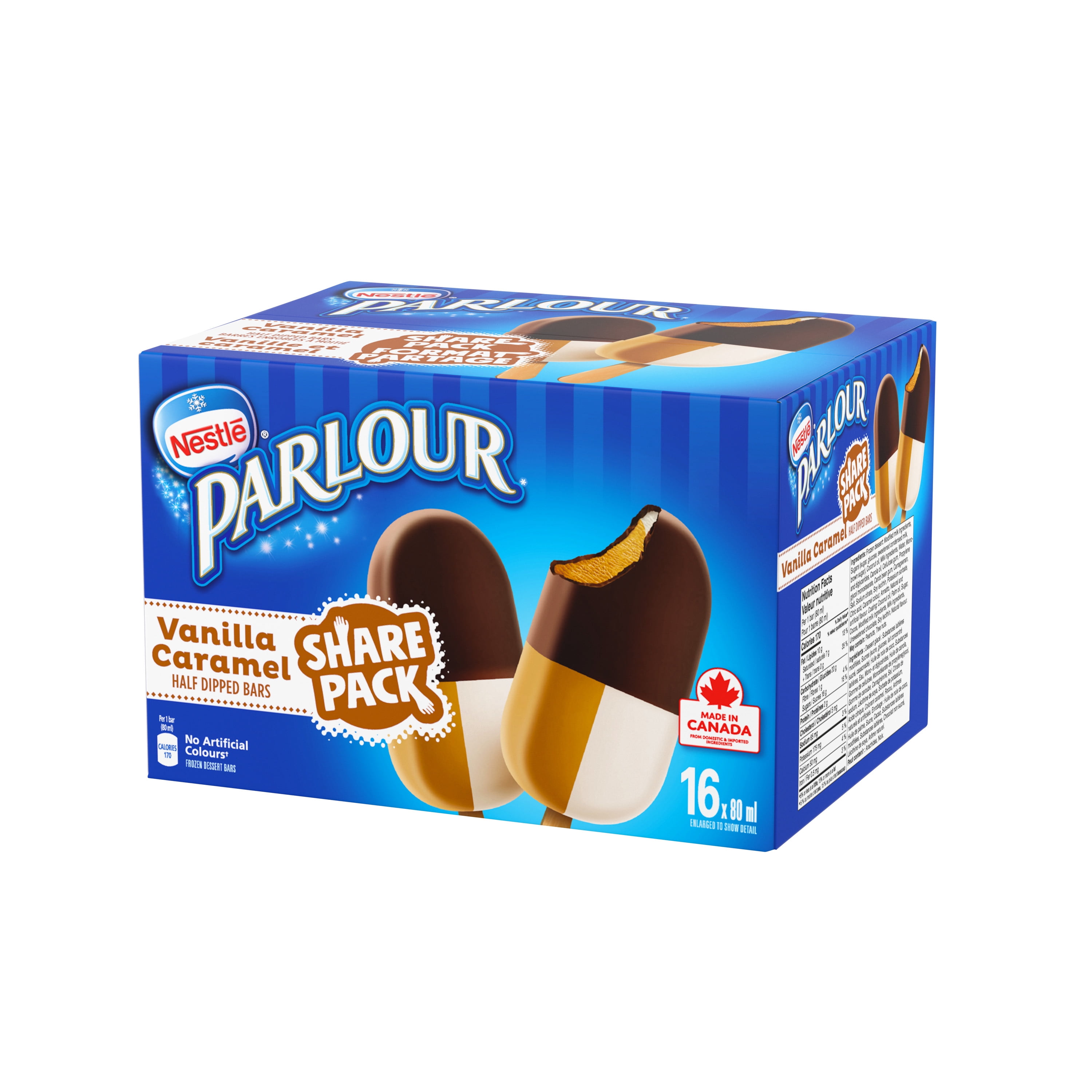 PARLOUR Vanilla Caramel Flavoured Frozen Dessert Bars, Chocolatey Coating, 16 x 80 ml