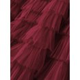 thumbnail image 6 of Women's Long Skirt Multilayer Mesh Pleated High Waist High Stretch Elegant Solid Color Cake Skirt, 6 of 9