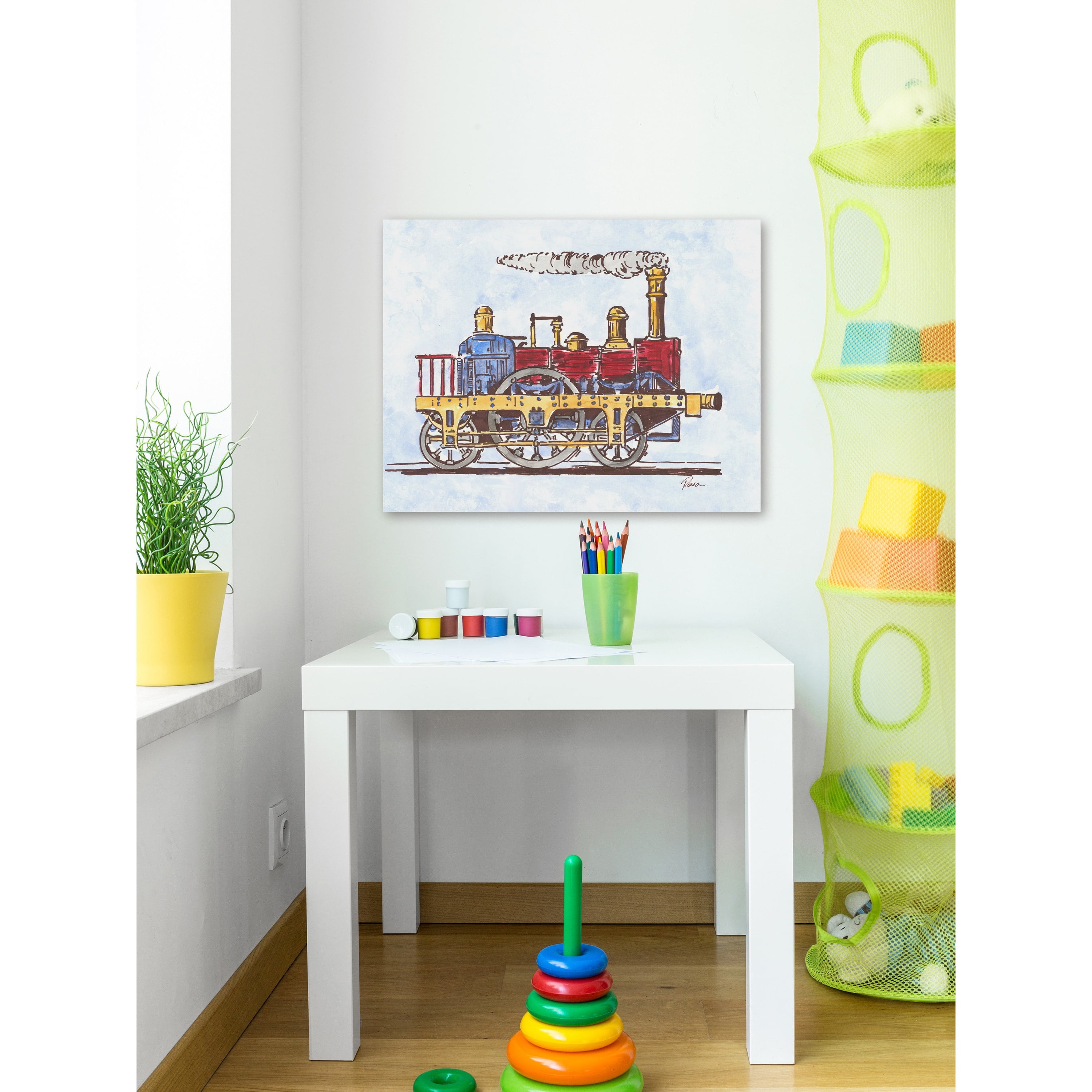 Marmont Hill "Steam Engine" by Reesa Qualia Painting Print on Wrapped Canvas
