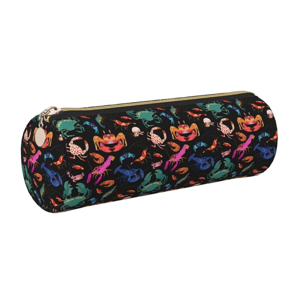 Disketp Animals Under Water Estuche Organizador de Lápices de Cuero, Estuche de Oficina con Cremallera para Bolígrafo y Lápiz