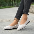thumbnail image 3 of Rokment Lace Dress Flat Shoes for Women Ladies Bride Wedding Flower Embroidered Delicated Pointed Toe Low Heels Bridal Dressy Ballet Walking Loafers White Size 7, 3 of 5
