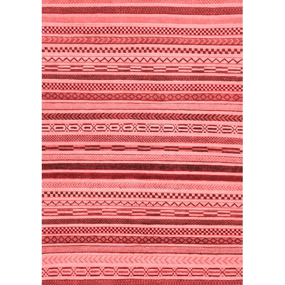 Ahgly Company Indoor Rectangle Abstract Red Modern Area Rugs, 2' x 4'