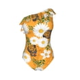 thumbnail image 4 of Yiaed White Floral and Butterflies Print Women One Piece Swimsuits Tummy Control One Shoulder Bathing Suits Pattern Ruffle Swimwear-Small, 4 of 8