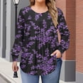 thumbnail image 2 of Xdegoge Plus Size Tops for Curvy Women Floral Print Tunic Shirt Pleated Crewneck Dressy Casual Blouses Oversized Stretch Soft Comft Loose Fit Tshirt Fall Fashion Clothes Streetwear, L-5XL, 2 of 7