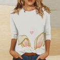 thumbnail image 2 of WZXFASHION Chandails de Pâques pour Femmes T-Shirts Amusants avec Oeuf T-Shirts Graphiques Manches 3/4 Hauts Mignons avec Lapin Pulls Tunique Blouse en Coton Rabais de 50 % Liquidation T-shirt à Manches Longues pour Femmes, 2 of 4