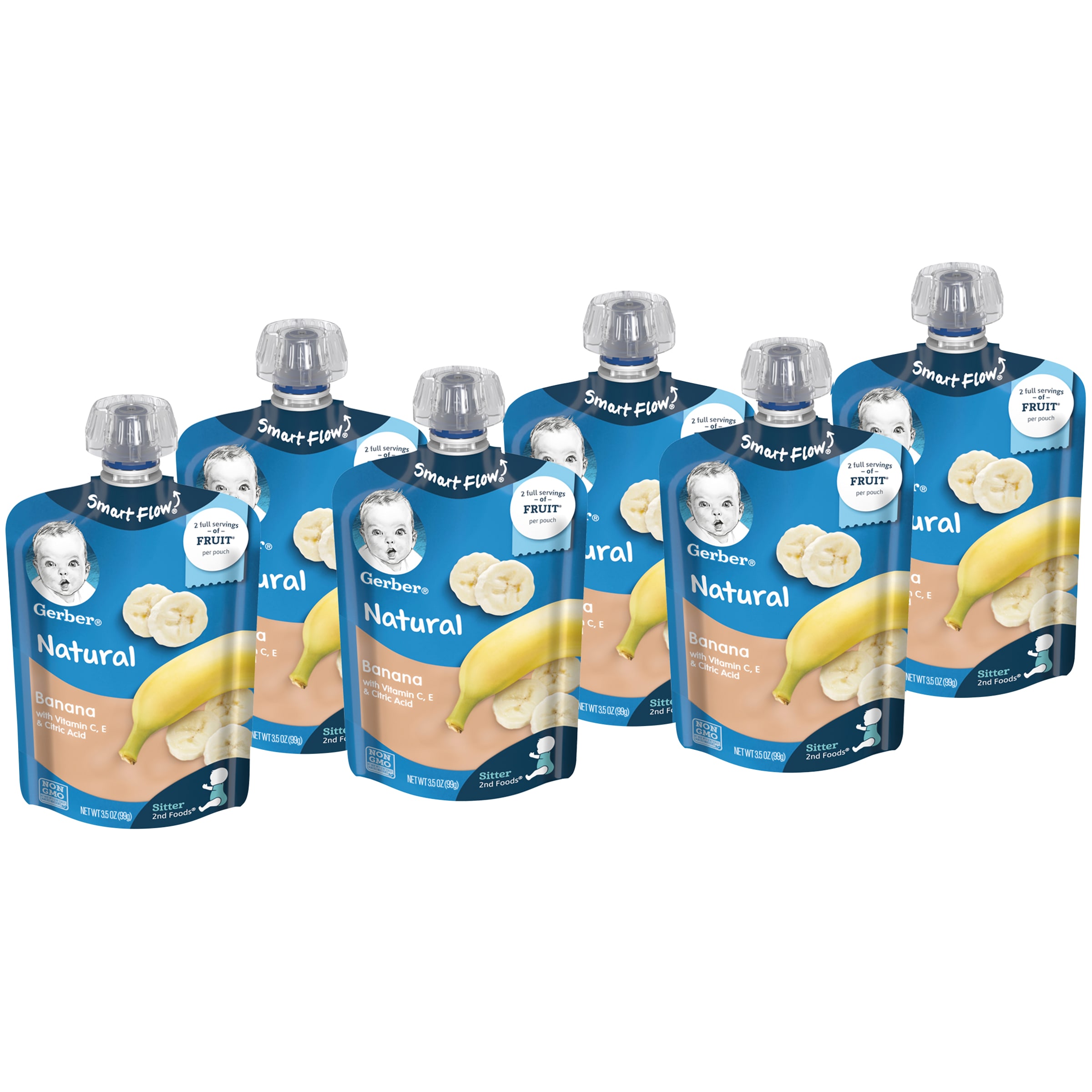 Gerber 2nd Foods Banana, 3.5 oz Pouches, 12 Count