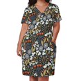 thumbnail image 2 of Vestido de noche con bolsillos sueltos y flores silvestres verdes y azules, elegante y chic, para mujer, promoción de vestidos de verano para mujer., 2 of 6