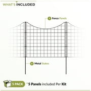 25in H (5 Fence Panels) No Dig Easy Install Zippity Black Metal Fence, Decorative Fence Ideal for Garden Fencing For Dogs, Temporary Fence or Garden Fence Animal Barrier, WF29001