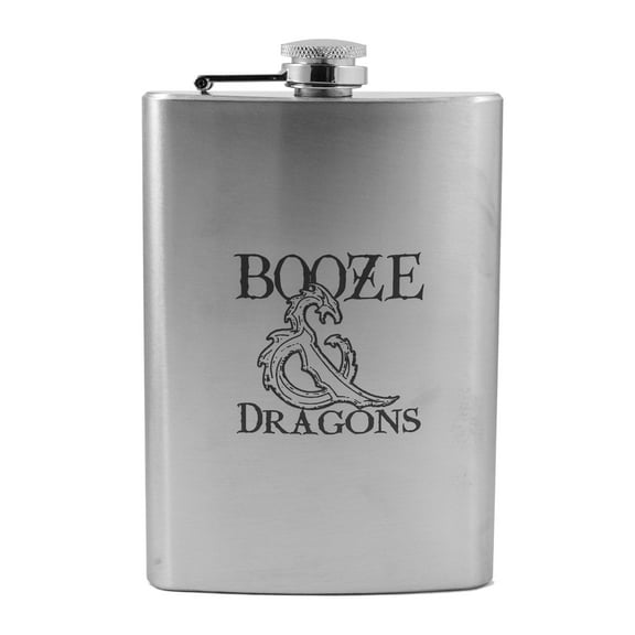 8oz Booze and Dragons Flask L1