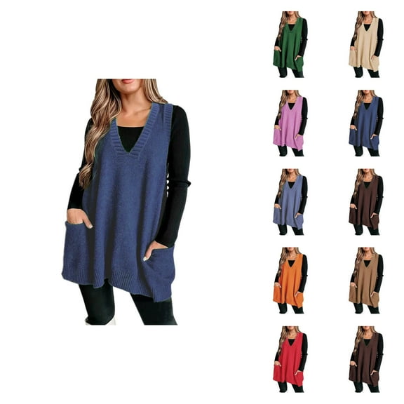 Sweater Vest for Women, V Neck Knitted Pullover Sleeveless Tank, Soft Lightweight Knitwear for Layered Fall Looks