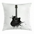 thumbnail image 1 of Guitar Throw Pillow Cushion Cover, Monochrome Musical Instrument with Strings Acoustic Color Splashes Creative Outlet, Decorative Square Accent Pillow Case, 18 X 18 Inches, Black White, by Ambesonne, 1 of 2