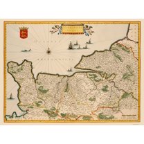 Historic Map - Normandy Region France - Blaeu 1635 - 23 x 31.05 - Vintage Wall Art