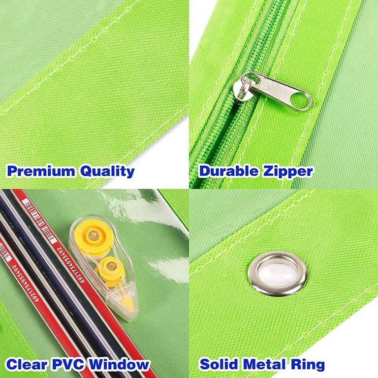 16 Pack 3-Ring Pencil Pouch, Pouch Binder, Multi-Color, Pencil Case, Clear  Window, For School Supplies, Office Supplies