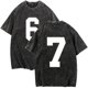 thumbnail image 1 of Tops para hombre, blusas y camisas de cuello redondo y manga corta para hombre, camisetas deportivas informales de color liso con cuello redondo y efecto desgastado, blusas de licra para hombre., 1 of 7