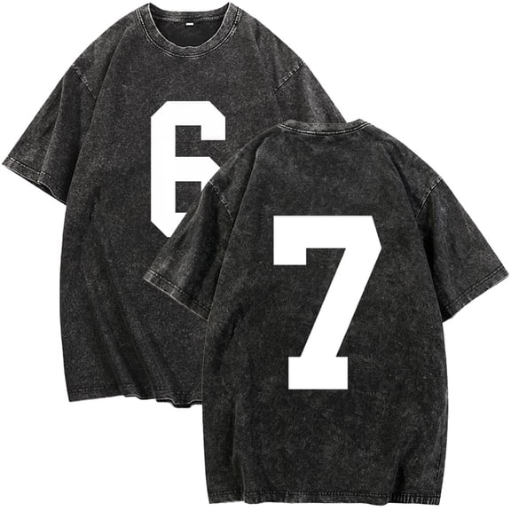 Zylanna Men's T-Shirts Tee, Six-Seven Print Short Sleeve Summer Crew Neck Fashion Tops for Mens Black