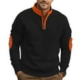 thumbnail image 3 of Men's Contrast Color Loose Casual Fleece Stand Collar Half Zip Long Sleeve Sweatshirt, Heavyweight Pullover for Winter, Street Fashion and Outdoor Wear,Black,M, 3 of 8