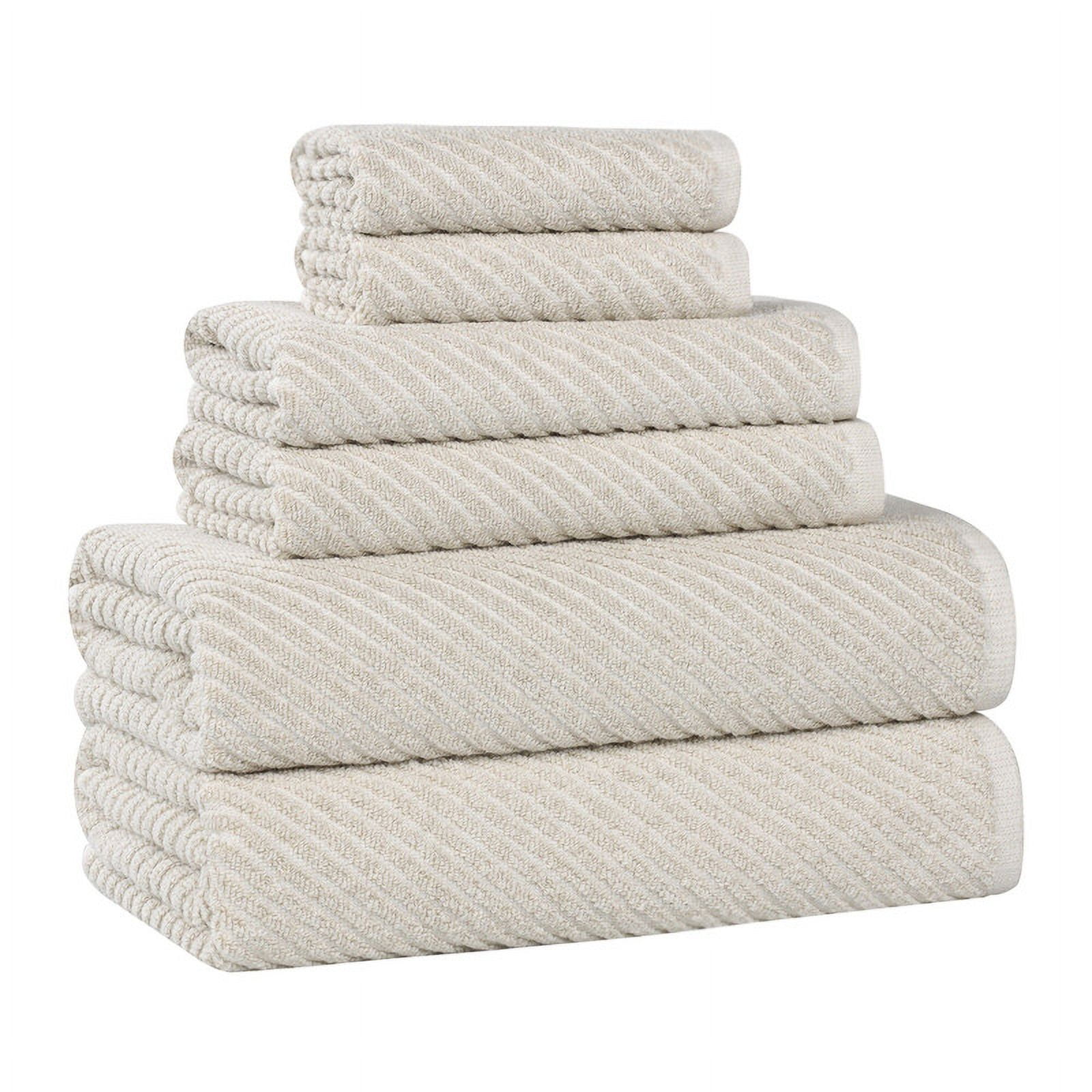 Superior Amelia Viscose Cotton Blend Medium Weight 6 Piece Towel Set, Beige