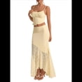 thumbnail image 1 of Conjunto de 2 Piezas para Mujer: Top Corto con Volantes y Falda Larga de Tiro Bajo. Amarillo M, 1 of 8