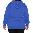 thumbnail image 6 of Domzest Plus Size Womens Sweatshirt Full-Zip Long Sleeve 3X-5X Hooded Winter Lightweight Fat Fleece Drawstring Oversize Sweater Casual with Pocket Jackets Dark Blue M-Mid, 6 of 6