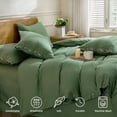 thumbnail image 4 of Cotton Duvet Cover Queen Size Pinstriped Comforter Cover with Button Washed Cotton Breathable Soft Solid Bedding Set Duvet Cover ×in & Pillowcases (NO Comforter), 4 of 9