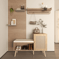 thumbnail image 5 of Oufan 2-in-1 Shoe Storage Bench, Natural Rattan Shoe Cabinet with 2 Adjustable Shelves and Removable Seat Cushion, Modern Entryway Bench, Shoe Storage Organizer, Shoe Rack , Bedroom, Natural, 5 of 10
